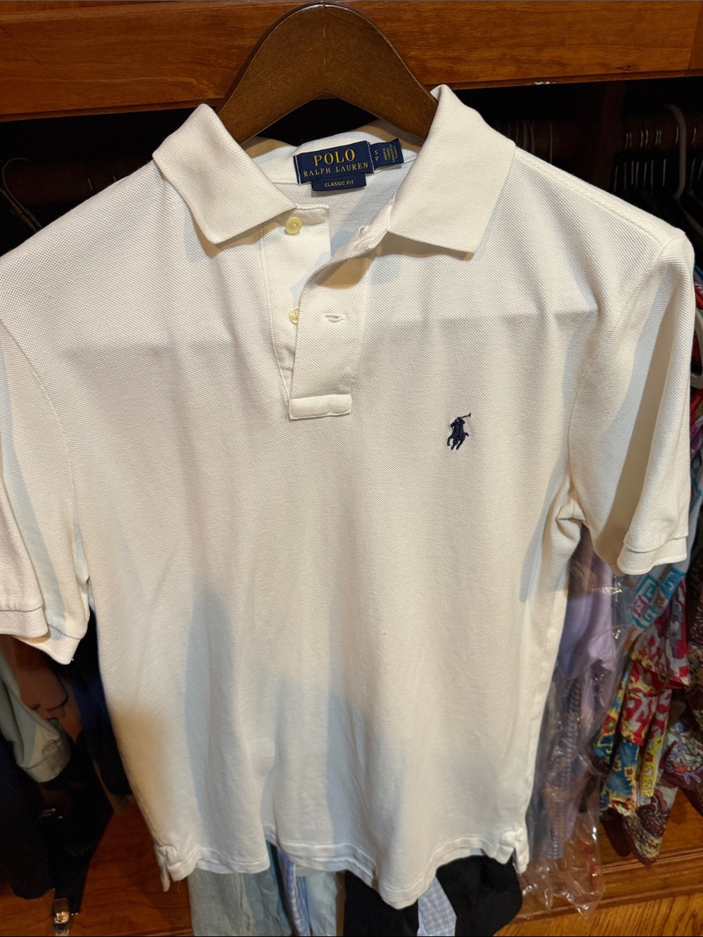 Polo by Ralph Lauren Cream Polo Shirt with Navy Pony - Picture 3 of 4